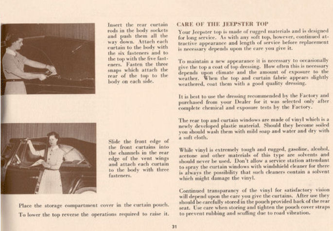 1951 Jeep Jeepster Top Operation Brochure Page 1